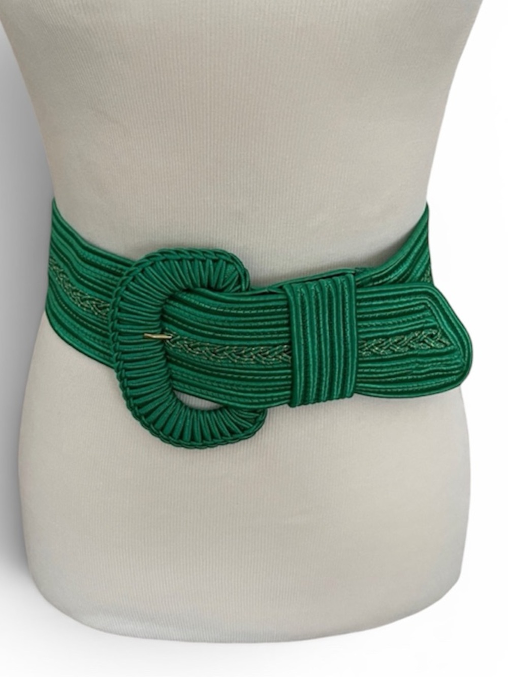 NWOT Vintage 80’s Green Wide Braided Waist Belt